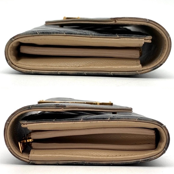 Yves Saint Laurent Black Chevron Wallet with Gold Emblem - Picture 4 of 10